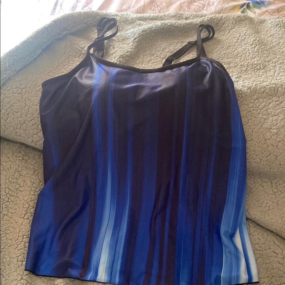 Blue Striped swim Top